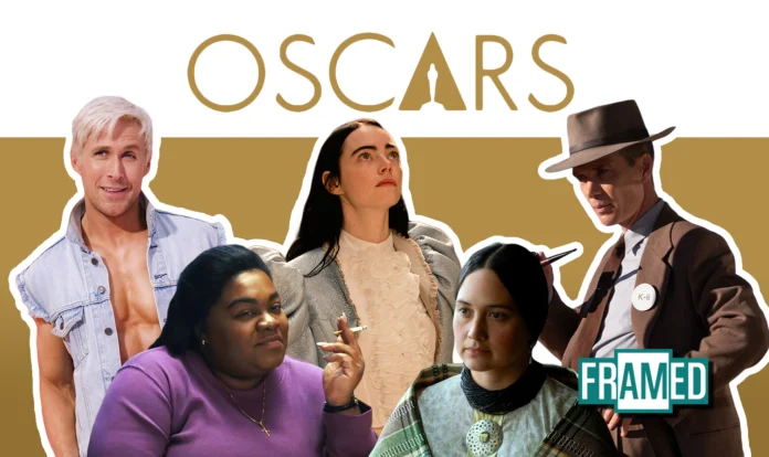 Oscar 2024: FRAMED ACADEMY e le nostre previsioni per le categoria attoriali. Grafica di Andrea Menghini.