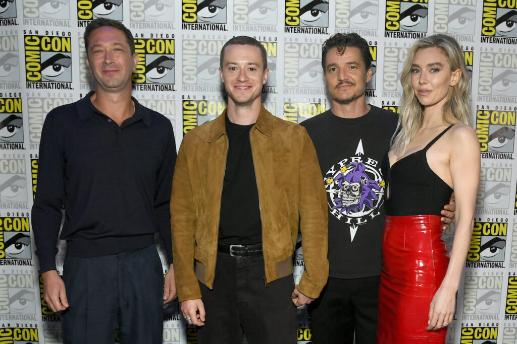 SAN DIEGO, CALIFORNIA  27 Luglio: Ebon Moss-Bachrach, Joseph Quinn, Pedro Pascal e Vanessa Kirby. (Foto di Alberto E. Rodriguez/Getty Images for Disney)