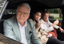 Steve Martin, Selena Gomez e Martin Short in una scena di Only Murders in the Building 4 (Disney/Eric McCandless)