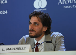 Luca Marinelli durante la conferenza stampa per M. Il figlio del Secolo. Foto di Giorgio Zucchiatti