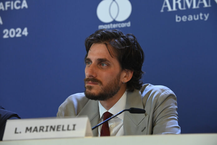 Luca Marinelli durante la conferenza stampa per M. Il figlio del Secolo. Foto di Giorgio Zucchiatti