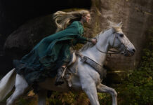 Morfydd Clark (Galadriel) in Gli Anelli del Potere, stagione 2. Courtesy of Prime Video