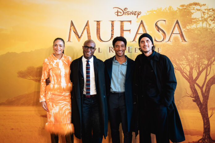 Elodie Di Patrizi, Barry Jenkins, Alberto Boubakar Malanchino e Luca Marinelli alla presentazione di Mufasa - Il re leone a Roma.